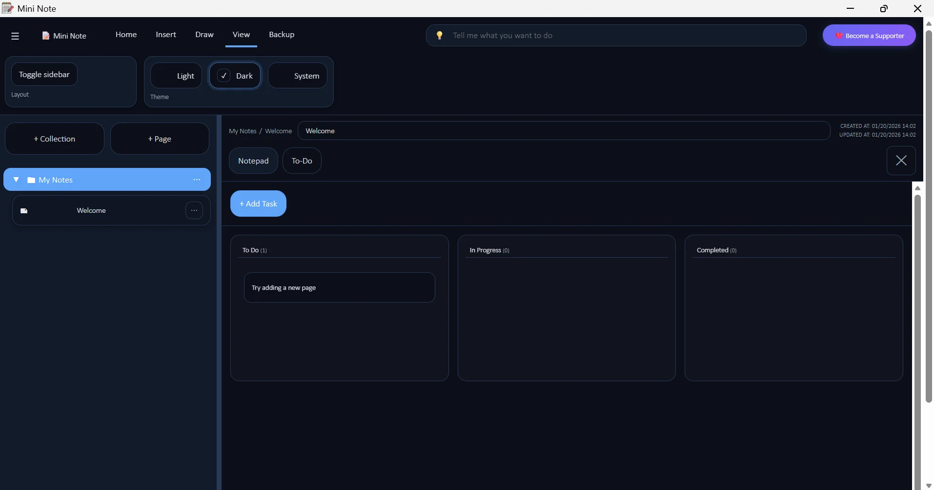 Dark Theme View